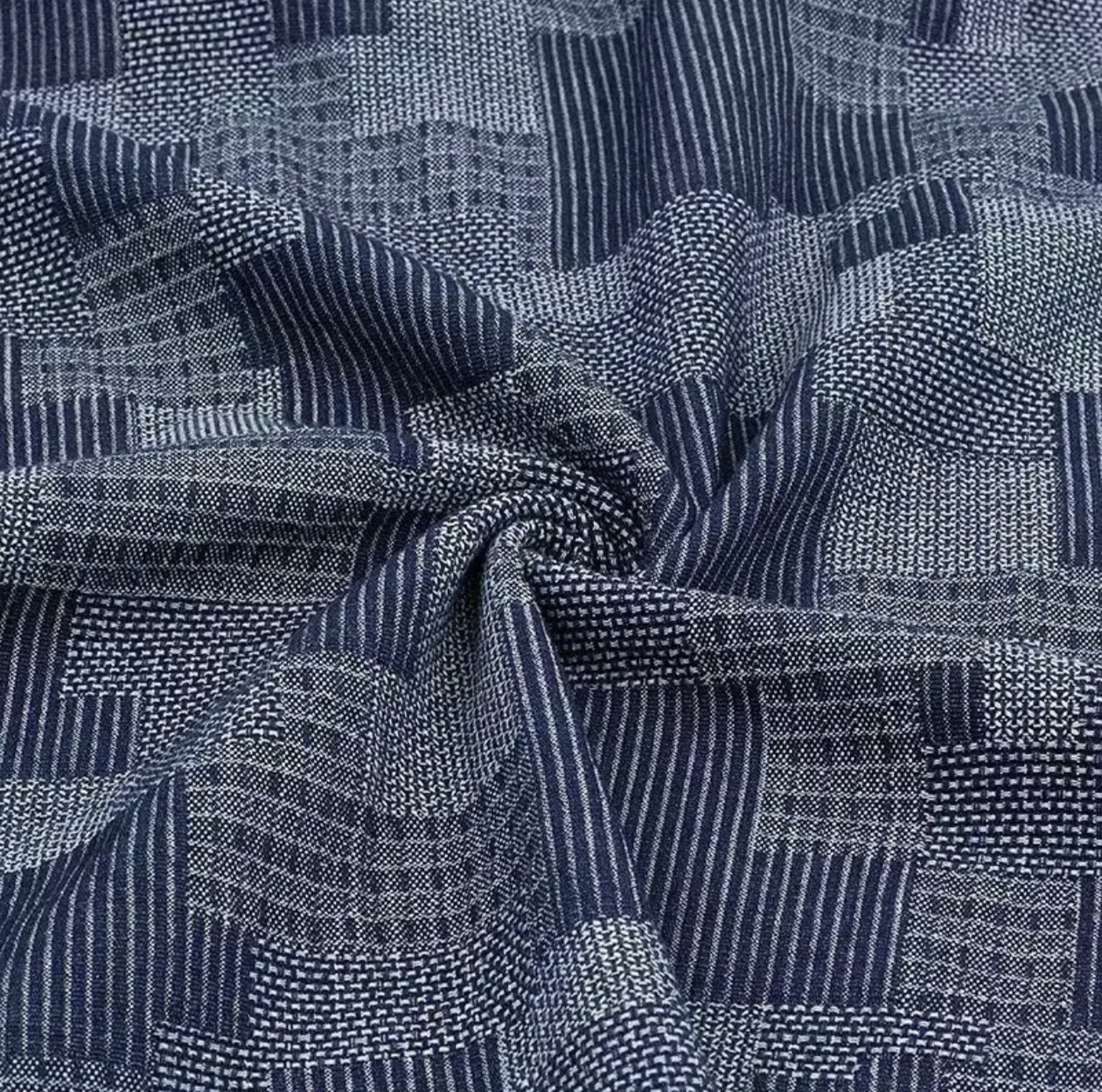 10 oz Stretch Jacquard Denim Fabric with New Twill Pattern Washed Plaid Denim Fabric 