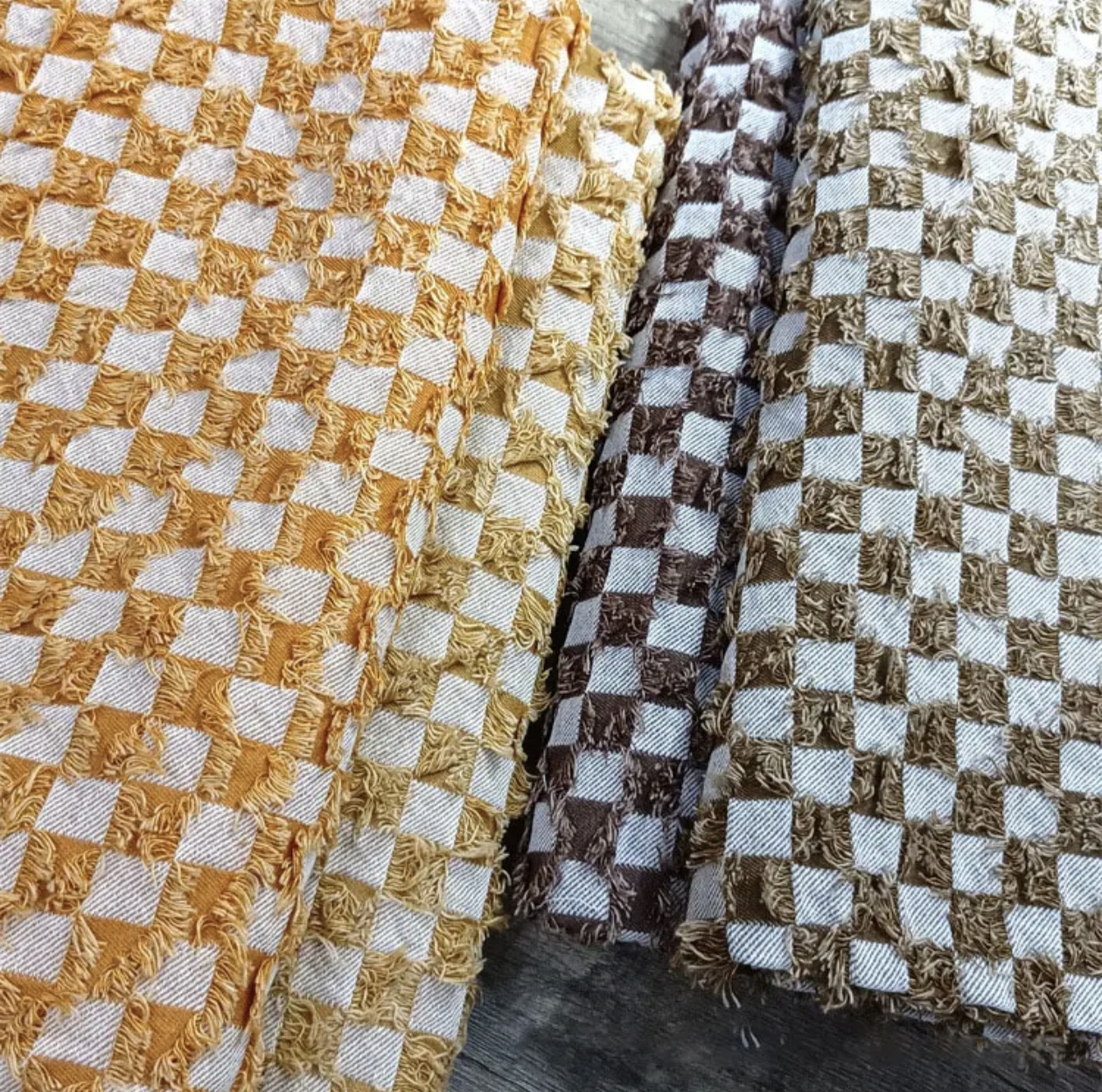 Color Cut  Check Denim Jacquard Fabric Checkerboard Washed Twill Cloth For Garment Handmade Cloth